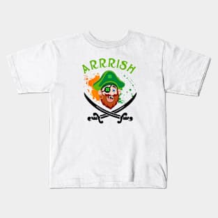 Arrish Irish Pirate  Leprechaun St Patricks Day Kids T-Shirt